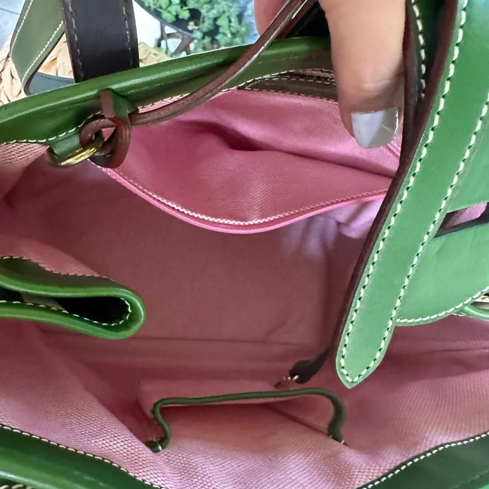 Dooney & Bourke Giraffe Canvas green leather trim bag - Picture 8 of 11
